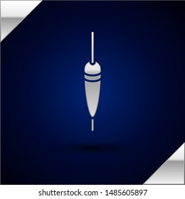 Silver Fishing float icon isolated on dark blue background. Fishing tackle.  Vector Illustration