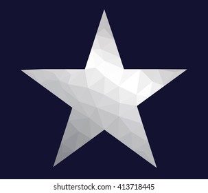 Silver five pointed star made from polygons