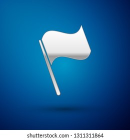 Silver Flag icon isolated on blue background. Vector Illustration