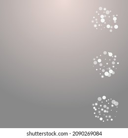 Silver Flake Vector Grey Background. Overlay Subtle Snowstorm Banner. Bokeh Snow Texture. Xmas Snowflake Backdrop.