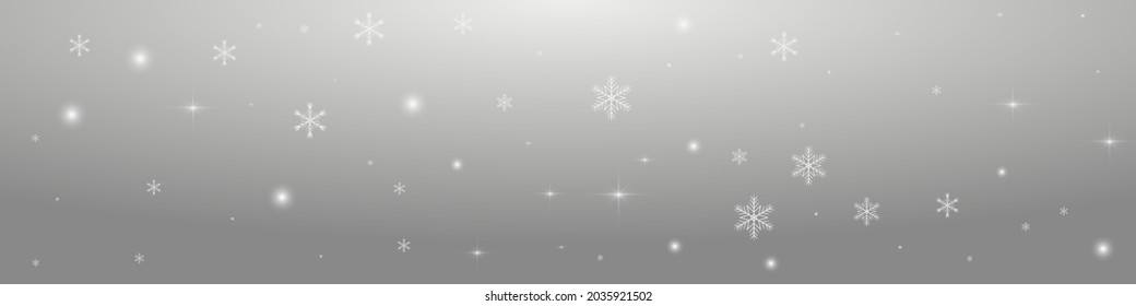 Silver Flake Vector Panoramic Transparent Background. Overlay Festive Snowfall Invitation. Magic Confetti Design. Chrismas Snow Texture.