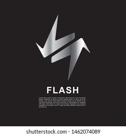 Silver flash electric logo. Modern bolt symbol design template.