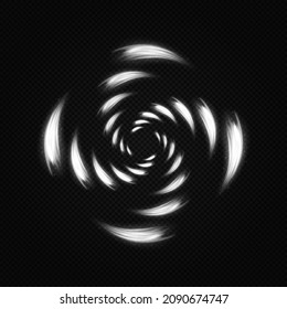 A silver flash flies in a circle in a luminous ring. Flare trail with glitter dust, white fairy dust. Abstract glittering swirl.