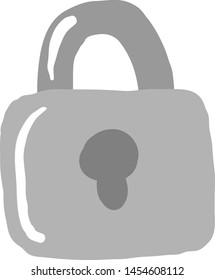 Silver flat lock, illustration, vector on white background.