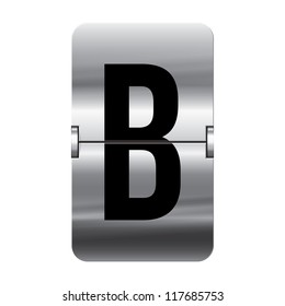 Silver flip board letter b from a series of departure board letters.