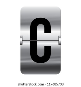 Silver flip board letter c from a series of departure board letters.