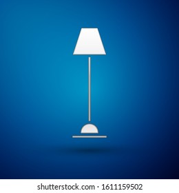 Silver Floor lamp icon isolated on blue background.  Vector Illustration