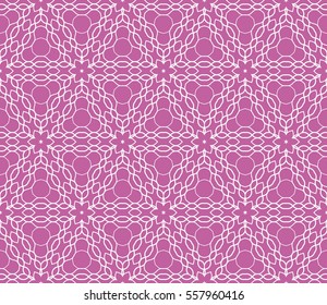 silver floral creative geometric ornament on red background. Seamless vector illustration. For interior design, wallpaper, invitation