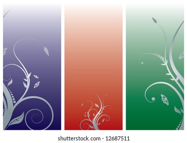 silver floral design placed over three colourful bands