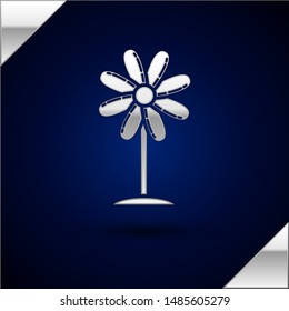 Silver Flower icon isolated on dark blue background. Sweet natural food.  Vector Illustration