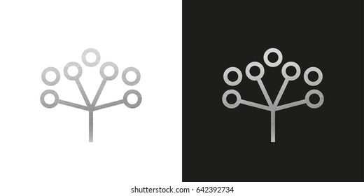Silver Flower line Logo. Icon Vector