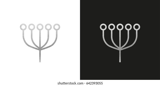 Silver Flower line Logo. Icon Vector