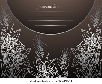 silver flowers on chocolate background