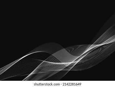 diseño de onda de flujo plateado en vector de fondo oscuro
