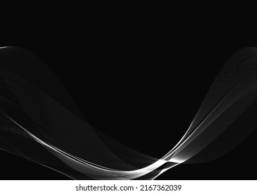 silver flowing wave design on dark background vector