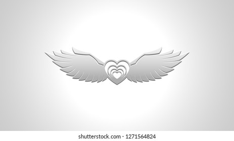 Silver Flying Heart Vector Image Background