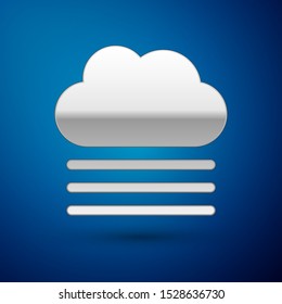 Silver Fog and cloud icon isolated on blue background.  Vector Illustration