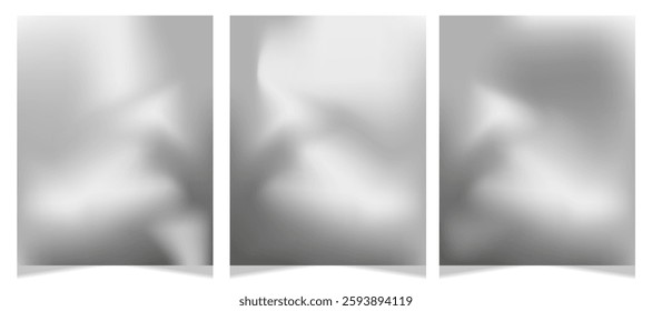 Silver foil background with abstract blurred. Chrome gradient surface with light gloss simple abstract. Vector Illustration