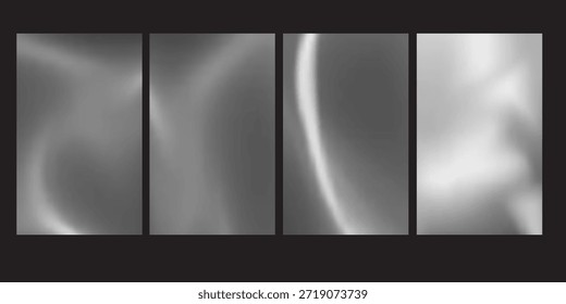Fondo de papel de plata con abstracto borroso. Superficie de gradiente cromado con brillo ligero abstracto simple. Ilustración vectorial