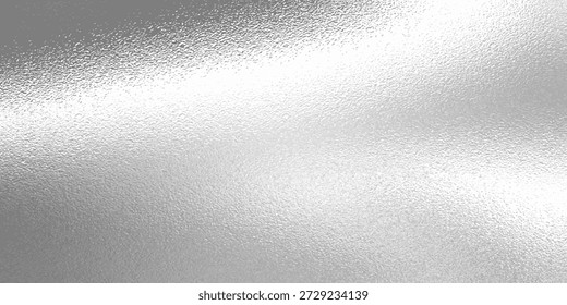 Fondo de papel de plata con textura granulada. Vidrio de escarcha, metal áspero cromado, papel de aluminio de efecto, superficie brillante brillante. Gradiente de gradiente de holograma gris. Vector ilustración realista