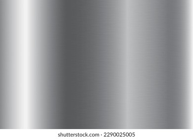 Silver foil background. Metal gradient vector shiny pattern. Chrome stainless gradation surface with reflection. Glossy grey brushed material