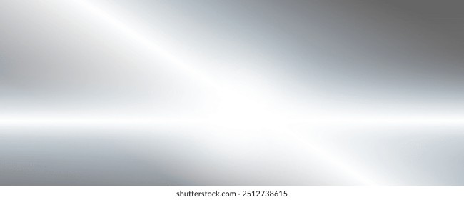 Silver foil background with metal mirror texture. Chrome gradient surface with light gloss. Vector aluminum grey sheet with reflection. Platinum and titanium abstract cold bg