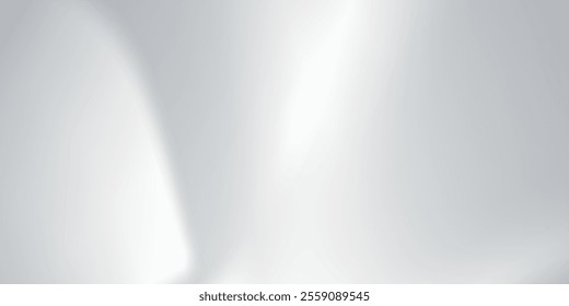 Silver foil background with metal mirror texture. Chrome gradient surface with light gloss. Vector aluminum grey sheet with reflection.