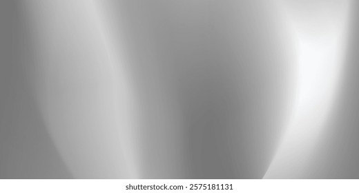 Silver foil background with metal mirror texture. Chrome gradient surface with light gloss. Vector aluminum grey sheet with reflection