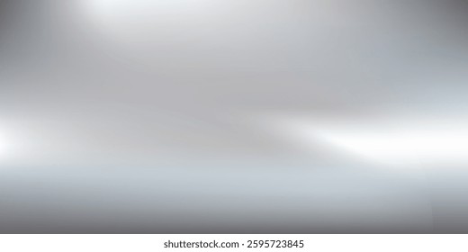 Silver foil background with metal mirror texture. Chrome gradient surface with light gloss. Vector aluminum grey sheet with reflection
