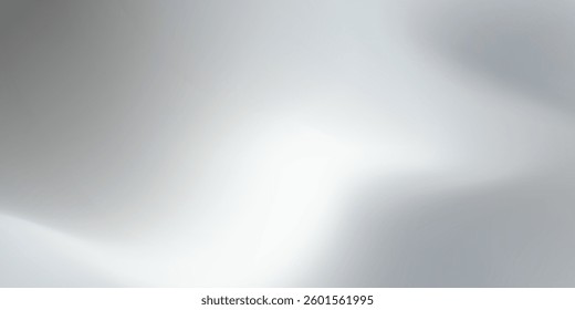 Silver foil background with metal mirror texture. Chrome gradient surface with light gloss. Vector 