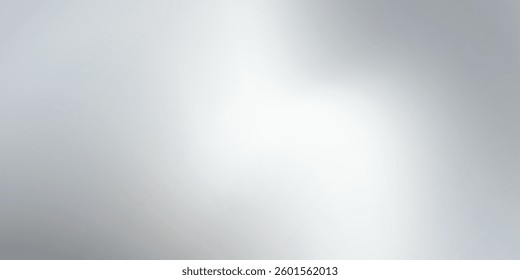 Silver foil background with metal mirror texture. Chrome gradient surface with light gloss. Vector 