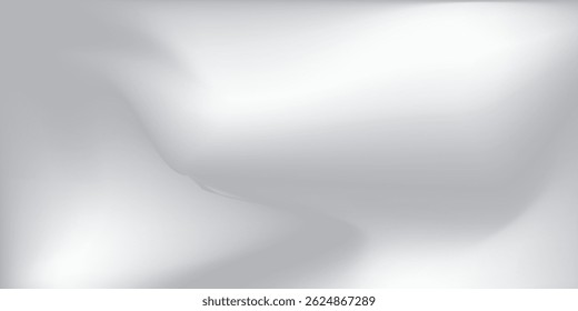 Silver foil background with metal mirror texture. Chrome gradient surface with light gloss. Vector aluminum grey sheet with reflection. Platinum and titanium art