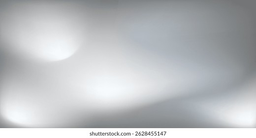 Silver foil background with metal mirror texture. Chrome gradient surface with light gloss. Vector aluminum grey sheet with reflection. Platinum and titanium modern