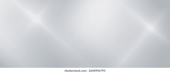 Silver foil background with metal mirror texture. Chrome gradient surface with light gloss. Vector aluminum grey sheet with reflection