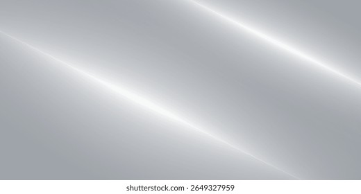 Silver foil background with metal mirror texture. Chrome gradient surface with light gloss. Vector aluminum grey sheet with reflection