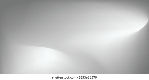 Silberner Folienhintergrund mit Metallspiegel-Textur. Farbverlauf-Oberfläche mit leichtem Glanz. Vektor Aluminium graues Blatt mit Reflexion. Platin und moderner Hintergrund