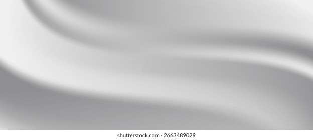 Silberner Folienhintergrund mit Metallspiegel-Textur. Farbverlauf-Oberfläche mit leichtem Glanz. Vektor Aluminium graues Blatt mit Reflexion. Platin und Titan abstrakte kalt bg