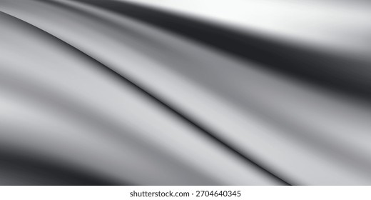 Silver foil background with metal mirror texture. Chrome gradient surface with light gloss. Suit for banner, web, brochure, pamflet and presentation