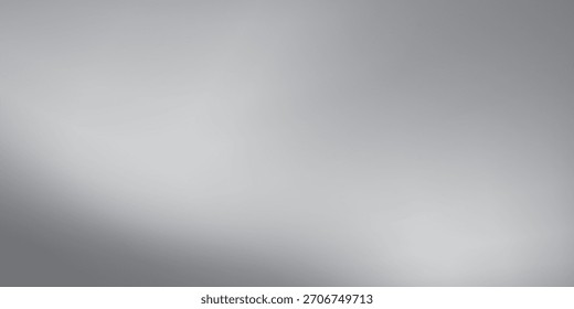 Silver foil background with metal mirror texture. Chrome gradient surface with light gloss. Vector aluminum grey sheet with reflection. Platinum 