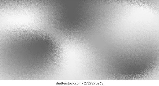 Fundo de folha de prata com textura de espelho de metal. Superfície gradiente de cromo com brilho de luz simples abstrato. Vetor Desfocado