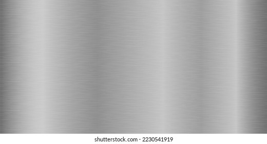 Silver foil background. Metal textured shiny gradient. Stainless glossy surface with reflection. Realistic chrome backdrop. Vector illustration