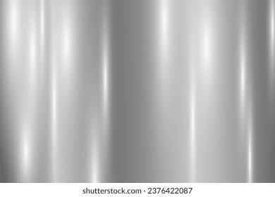 Silver foil background. Metal textured shiny gradient. Stainless glossy surface with reflection. Realistic chrome backdrop. Vector illustration