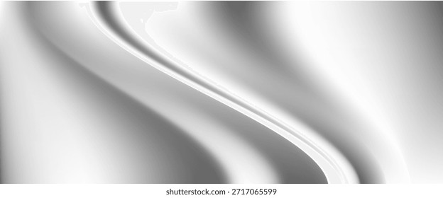 Silberner Folienhintergrund mit metallischer Spiegeltextur. Farbverlauf mit leichtem Glanz. Graues Aluminiumblech mit Reflexionen.