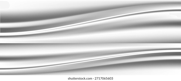 Silberner Folienhintergrund mit metallischer Spiegeltextur. Farbverlauf mit leichtem Glanz. Graues Aluminiumblech mit Reflexionen. Abstrakter, kühler Hintergrund aus Platin und Titan.

