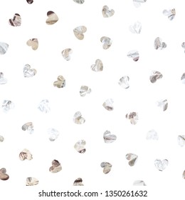 Silver foil hearts. Seamless vector background
