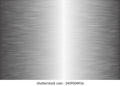 Silver foil scratched metallic texture vector icon for banner, ribbon, label. Grunge gray gradient background