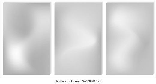 silver foil set with metal mirror texture. Chrome gradient surface with simple abstract light gloss.vector eps10