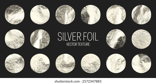 Silver foil, shiny handmade circles. Golden glittering texture, pattern. Luxury shining hand drawn background. Wedding, greeting card decoration elements. Modern minimalist art. Vector illustration