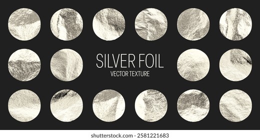 Silver foil, shiny handmade circles. Golden glittering texture, pattern. Luxury shining hand drawn background. Wedding, greeting card decoration elements. Modern minimalist art. Vector illustration