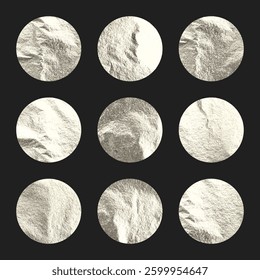 Silver foil, shiny handmade circles. Golden glittering texture, pattern. Luxury shining hand drawn background. Wedding, greeting card decoration elements. Modern minimalist art. Vector illustration
